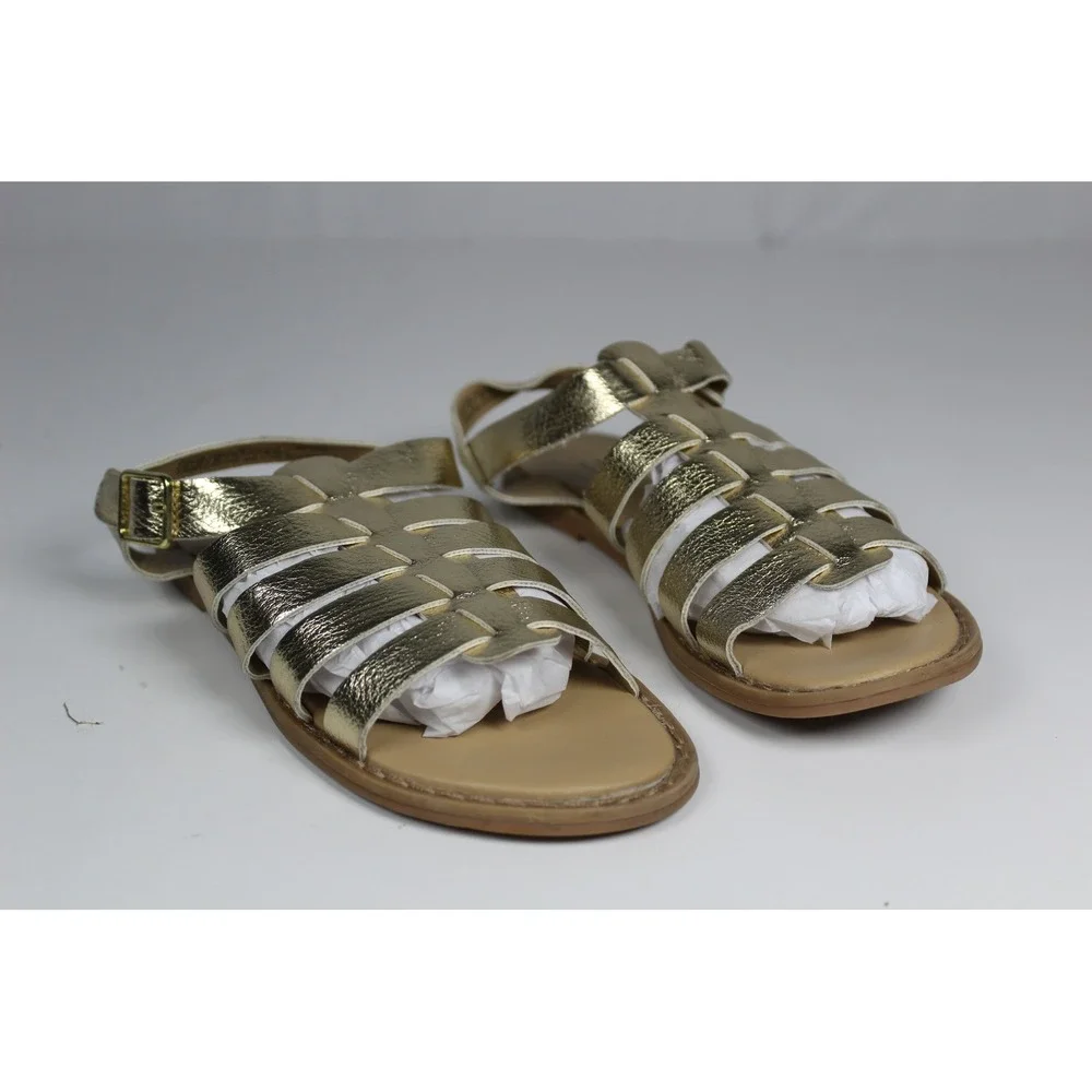 Gap Kids Girls Gold Metallic Gladiator Sandals Strappy Buckle Flat Shoes Size 13